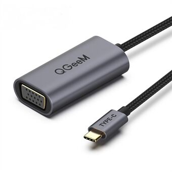 QGeeM QG-UA07 VGA naar USB-C Adapter Type-C mannelijk naar VGA vrouwelijk converter Compatibel met Thunderbolt3 MacBook Pro 2019/18/17 (0,1 m)