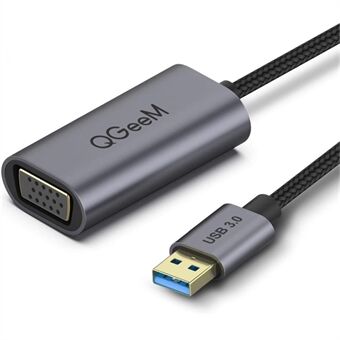 QGEEM QG-UA07-A USB 3.0 naar VGA-adapter USB mannelijk naar VGA vrouwelijk multi-monitor video-omzetter compatibel met schermprojector HDTV