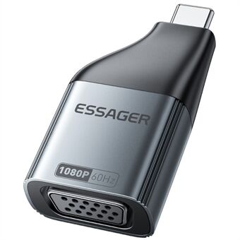 ESSAGER VGA naar Type-C HD Video Adapter Aluminium Legering Converter voor Monitor HDTV Projector