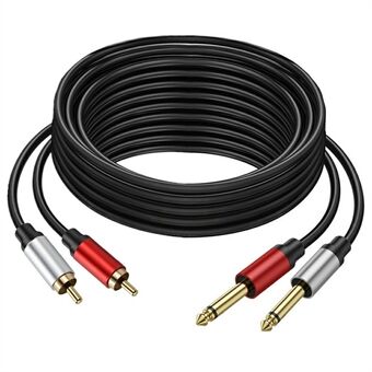 3m Dubbele 1 / 4 inch TS naar Dubbele RCA Stereo Audiokabel 2x 6.35mm TS naar RCA Man Adapter Kabel