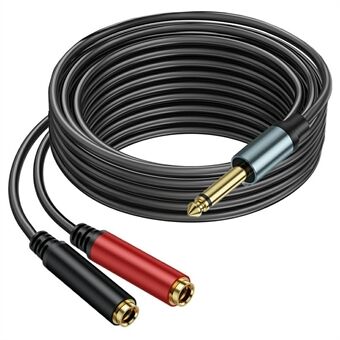 5m 1 / 4 Inch TS Mono Splitter Y Kabel 6.35mm Mono Male Plug naar Dual 1 / 4 Inch 6.35mm Vrouwelijke Jack Draad