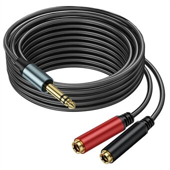 5m 1/4 Inch TRS Stereo Splitter Y Kabel 6.35mm Stereo Mannelijke Plug naar Dubbele 6.35mm Vrouwelijke Aansluiting Draad