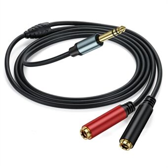 1m 1 / 4 Inch TRS Stereo Splitter Y-Kabel 6.35mm Stereo Man Plug naar Dual 6.35mm Vrouwelijke Jack Draad