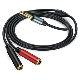 1m 1 / 4 Inch TS Mono Splitter Y-kabel 6,35mm Mono Male Plug naar Dual 1 / 4 Inch 6,35mm Female Jack Wire