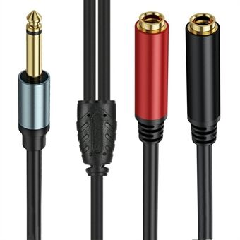 0.3m 1 / 4 Inch TS Mono Splitter Y Kabel 6.35mm Mono Mannelijke Plug naar Dubbele 1 / 4 Inch 6.35mm Vrouwelijke Jack Draad