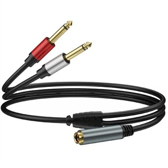 1m 6.35mm TRS Stereo Vrouwelijk naar Dual 6.35mm Mannelijk TS Mono Jack Audio Speaker Splitter Kabel