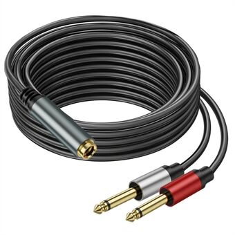 2m 6,35mm TRS Stereo Vrouwelijk naar Dual 6,35mm Mannelijk TS Mono Jack Audio Speaker Splitter Kabel