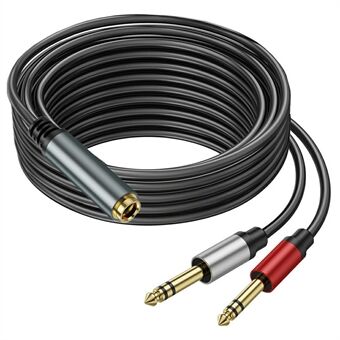 5m 6,35mm Vrouwelijke Jack naar 2x 1 / 4 Inch Mannelijke Plug Stereo Audio Adapter Speaker Y Splitter Kabel