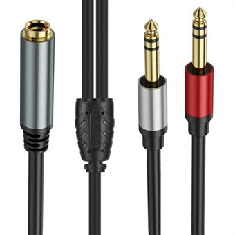 0.3m 6.35mm Vrouwelijke Jack naar 2x 1/4 Inch Mannelijke Plug Stereo Audio Adapter Speaker Y Splitter Kabel