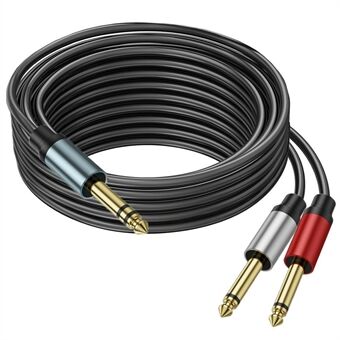 5m 1 / 4 Inch TRS Stereo Y-Splitter Kabel 6.35mm Male Jack naar Dual 6.35mm Male TS Mono Audio Kabel