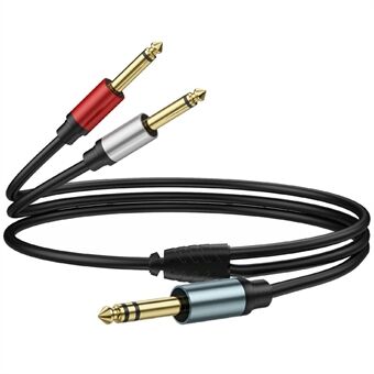 1m 1 / 4 Inch TRS Stereo Y-Splitter Kabel 6.35mm Mannelijke Jack naar Dubbele 6.35mm Mannelijke TS Mono Audiokabel