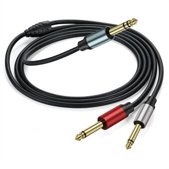 2m 1 / 4 Inch TRS Stereo Y-Splitter Kabel 6.35mm Mannelijke Jack naar Dubbele 6.35mm Mannelijke TS Mono Audiokabel