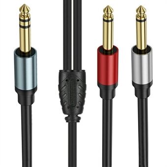 0,3m 1/4 Inch TRS Stereo Y-Splitter Kabel 6,35mm Male Jack naar Dual 6,35mm Male TS Mono Audiokabel