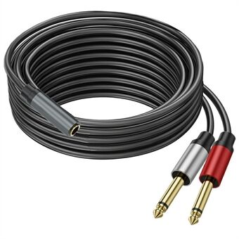 5m 6,35mm Stereo Vrouwelijke TRS naar Dual 1 / 4 Inch Mannelijke Mono Y Splitter Breakout Kabel Patch Snoer