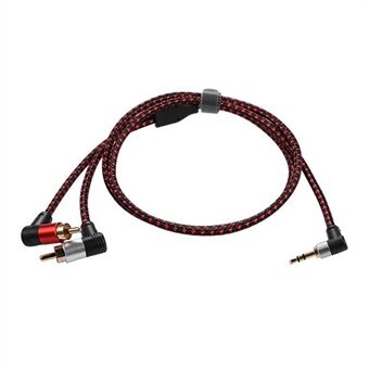 1 m 90 graden 3,5 mm naar 2 RCA mannelijke splitter Aux-kabel voor telefoon Tablet Laptop