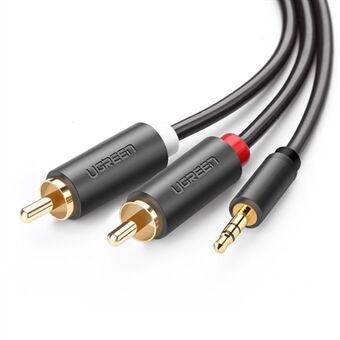 UGREEN 60834 15 meter 3,5 mm AUX naar 2RCA Y splitter stereo audiokabel man naar man AUX adapter voor smartphones / speakers / tablets / HDTV / MP3-spelers