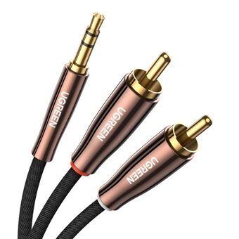 UGREEN 80844 0,5 meter 3,5 mm mannelijk naar 2RCA mannelijk omkeerbare stereo audio-adapter voor smartphones / luidsprekers / hifi-versterker / HDTV / MP3-spelers