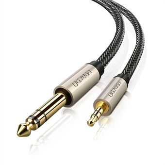 UGREEN 40804 Koperen omhulsel van 2 meter 6,35 mm 1/4 inch mannelijk naar 3,5 mm 1/8 inch mannelijk stereo Aux Jack-adapterkabel voor mobiele telefoons / versterkers / home theater