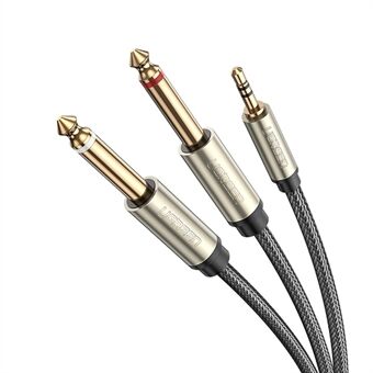 UGREEN 40791 1,5 meter 3,5 mm 1/8" male TRS voor 2 x 6,35 mm 1/4" male TS stereo audiokabel Y splitter voor mobiele telefoons / versterkers / home cinema