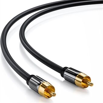 1 m digitale audio coaxiale 75 ohm kabel 24K vergulde connector SPDIF RCA-verbindingslijn TPE-kabel