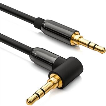 1.5m scheurbestendig PVC Shell AUX Lijn L-vormige Schuine 3.5mm Audio Male naar Male Kabel Auto Stereo AUX Vergulde Koord