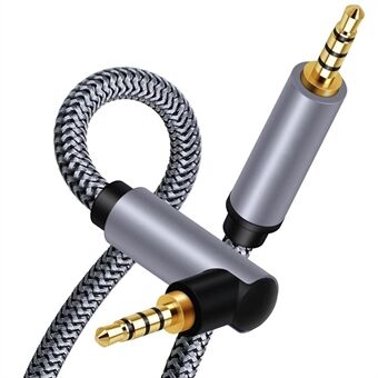 3M 3.5mm Male naar Male Elleboog Audio Kabel HiFi Stereo Nylon Gevlochten Haakse TRRS Aux Verlengkabel