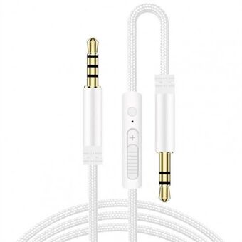 1.2m Oortelefoon Kabel Audio Verlengkabel Jack 3.5mm naar 3.5mm Male naar Male Aux Kabel Koord met Sliding Volume Control Mic