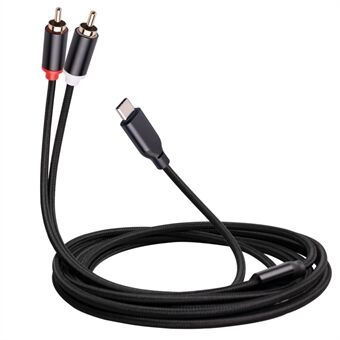 2 m Type-C naar 2 RCA Male naar Male audiokabel voor iPhone Sumsung Xiaomi Speaker Home Theater TV (ingebouwde DAC-chip)