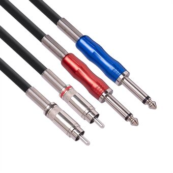 3M 2 RCA naar Dual 1/4" Mono 6,35mm Mannelijke Jack Dubbellaagse Afscherming Audiokabel voor Mixerconsole Versterker Luidspreker Thuisbioscoopsysteem