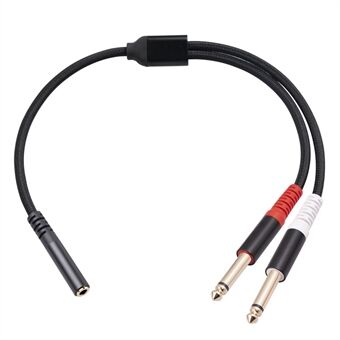 3717 0.3m 3.5mm Female naar 2x 6.35mm 1 / 4 inch TS Mono Male Jack Audio Adapter Kabel