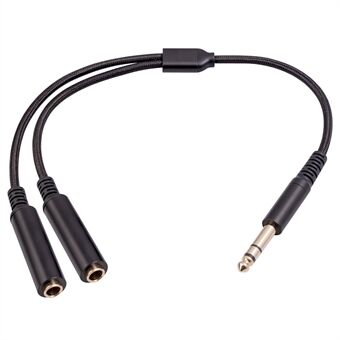 3718 30cm 6.35mm 1 / 4 Inch 1 Male naar 2 Female Stereo Y Splitter Audio Kabel voor Gitaar / Versterker / Mixer