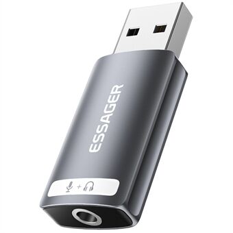 ESSAGER USB naar Enkele 3.5mm Audio Adapter Headset Externe Stereo Geluidskaart Converter