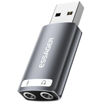 ESSAGER USB naar Dual 3.5mm Audio Adapter Headset Externe Stereo Geluidskaart Converter