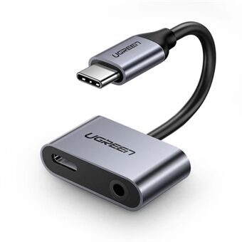 UGREEN Type C naar 3,5 mm-adapter voor oortelefoonstekker 2 in 1 USB-C-audiokabelconverter Oplaadsplitter