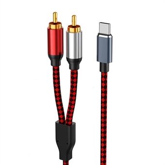 0,5 m USB Type-C naar 2 RCA mannelijke audiokabel voor mobiele telefoon Tablet Aansluiting op luidspreker / versterker