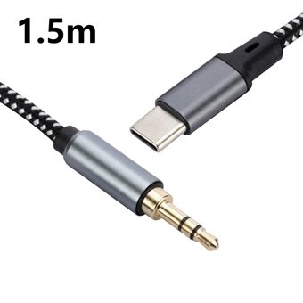 1,5m USB-C Male naar 3,5mm Male Audio Adapter Kabel Gevlochten Hoofdtelefoon Auto Stereo Aansluitingskabel