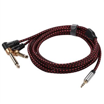 3M JY-03 3,5 mm naar 2 * 6,35 mm haakse man naar man vergulde connector AUX splitterkabel audiokabel