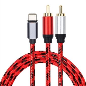 3M Type-C mannelijk naar dubbele RCA mannelijke conversiekabel audio-adapter Y splittersnoer