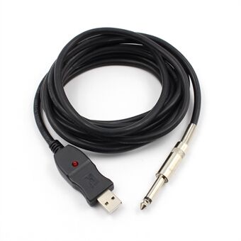 3 meter USB-gitaarkabel 6,3 mm-connector voor USB-aansluiting Instrumentkabeladapter