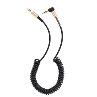 1.7 Meter Audio Verlengsnoer met Veer Uittrekbare Telefoon Spiraallijn Verlengkabel 3.5mm Jack Male naar Male AUX Kabel 3.5 mm voor Computer Mobiele Telefoons Versterker - Zwart