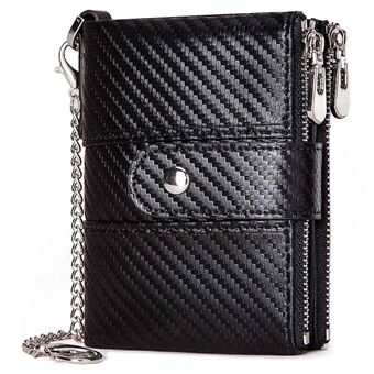 BP804 Volnerf Rundleer Heren Portemonnee Ontwerp Met Rits Billfold Kaarthouder Tas Munten Pouch