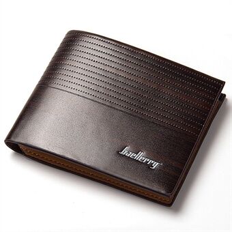 BAELLERRY BR002 Heren horizontale streep reliëf PU-leer korte portemonnee kaarten geldhouder tas
