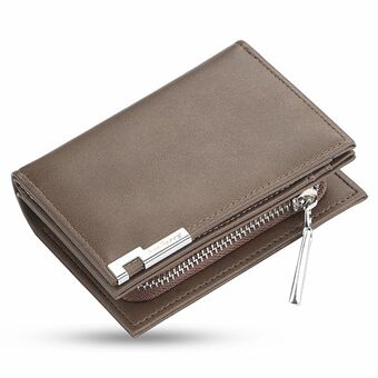 BAELLERRY 1102 heren effen kleur korte portemonnee met ritsvak ontwerp PU lederen muntkaarten opbergtas