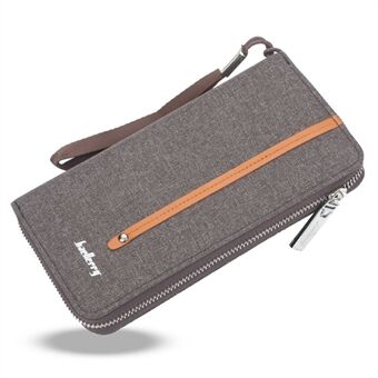 BAELLERRY S1523 Heren canvas lange portemonnee Vintage rits mobiele telefoon clutch met handriem