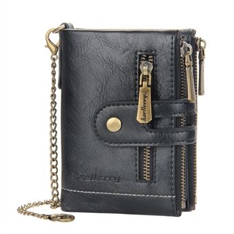 BAELLERRY D3226 Heren korte portemonnee PU-leer Creditcardhouder Rits Portemonnee met ketting