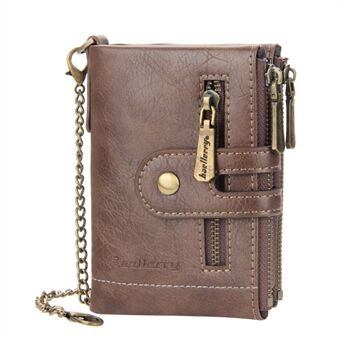 BAELLERRY D3226 Heren korte portemonnee PU-leer Creditcardhouder Rits Portemonnee met ketting