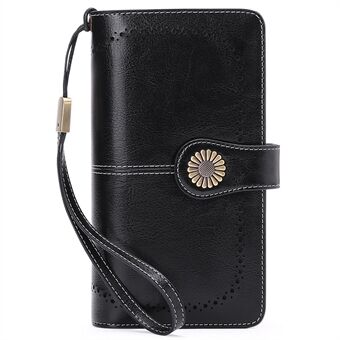 5162 Echt Rundleer Vrouwen Portemonnee Grote Capaciteit Geld Portemonnee Dame Clutch Bag Polsbandje Handtas met Handriem