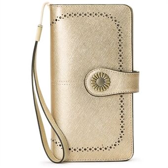 5162 Echt Rundleer Vrouwen Portemonnee Grote Capaciteit Geld Portemonnee Dame Clutch Bag Polsbandje Handtas met Handriem