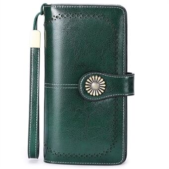 5162 Echt Rundleer Vrouwen Portemonnee Grote Capaciteit Geld Portemonnee Dame Clutch Bag Polsbandje Handtas met Handriem