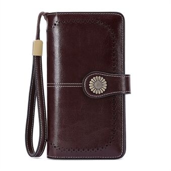 5162 Echt Rundleer Vrouwen Portemonnee Grote Capaciteit Geld Portemonnee Dame Clutch Bag Polsbandje Handtas met Handriem
